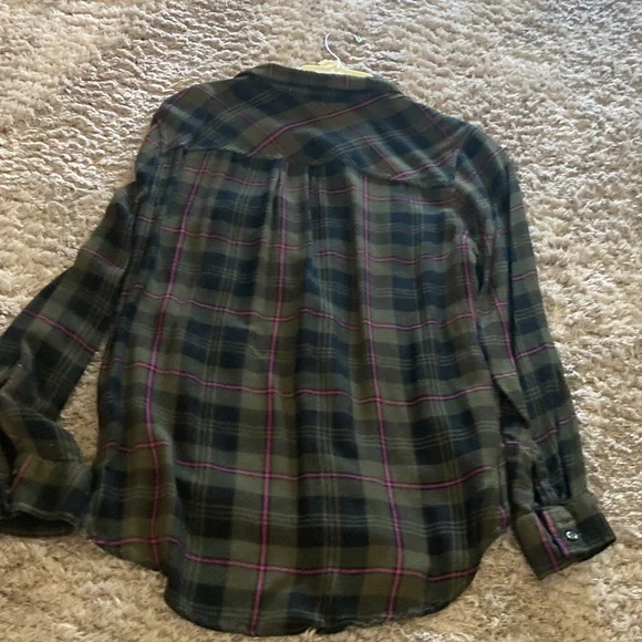 Arizona Jean Company Green and Purple Plaid Button Down Shirt - Picture 3 of 3